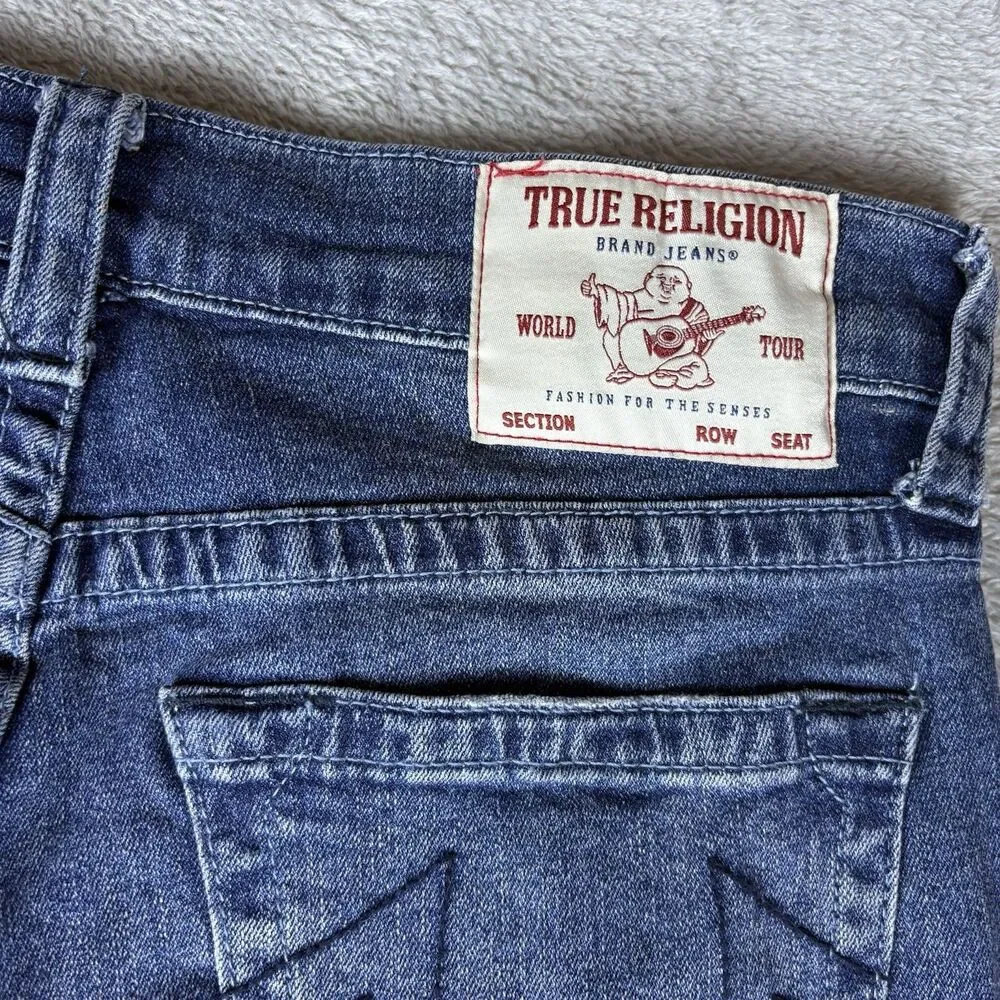 True Religion Jeans Mens 30 Relaxed Straight Stretch Blue‎ Denim